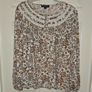 Absolutely Famous‎ Brown and White Floral Blouse